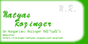 matyas rozinger business card